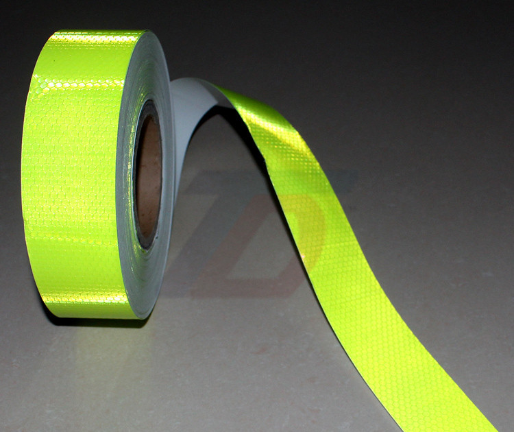 荧光绿偏绿背胶晶彩格 反光膜反光警示带反光贴纸围栏反光条胶带