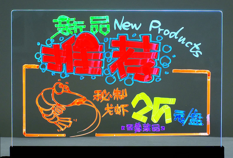 led手写荧光板台式透明3040手写荧光板便携夜闪光店铺门口广告