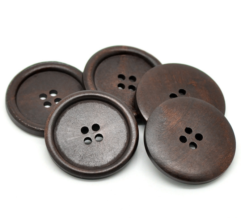 外贸热销 圆形凹陷四孔木质纽扣40mm 大号diy木质文艺扣子辅料64l