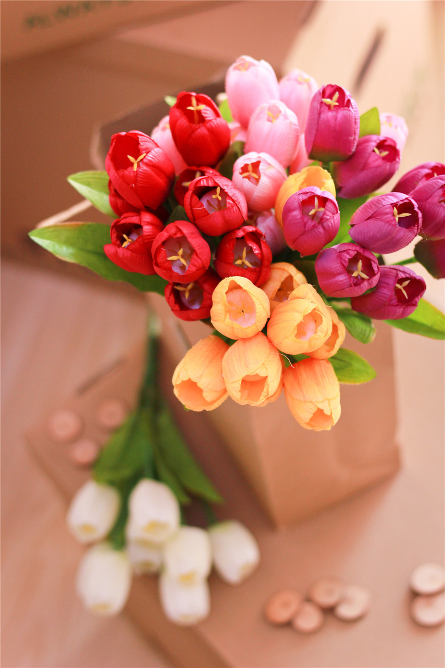 2015新品假花9头小把郁金香仿真花 客厅摆放装饰假花厂家批发