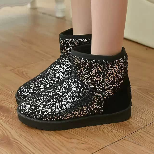 2015冬季防水透气金银亮色雪地靴女中筒靴厂家直销_desc