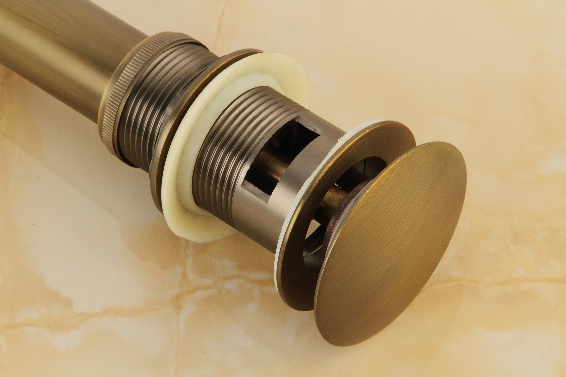 全铜仿古弹跳式翻盖式面盆下水器洗手盆台盆下水器防臭下水软管