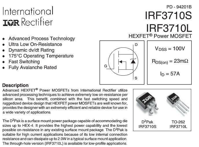 型ir场效应管_100v 57a n型 ir场效应管irf3710s
