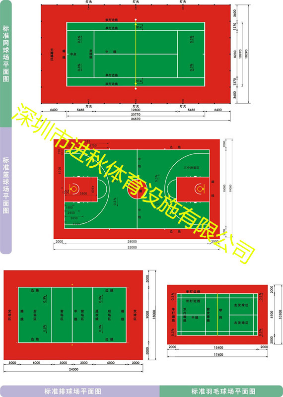 学校丙烯酸篮球场球场施工制作篮球场标准尺寸篮球场地坪施工画线