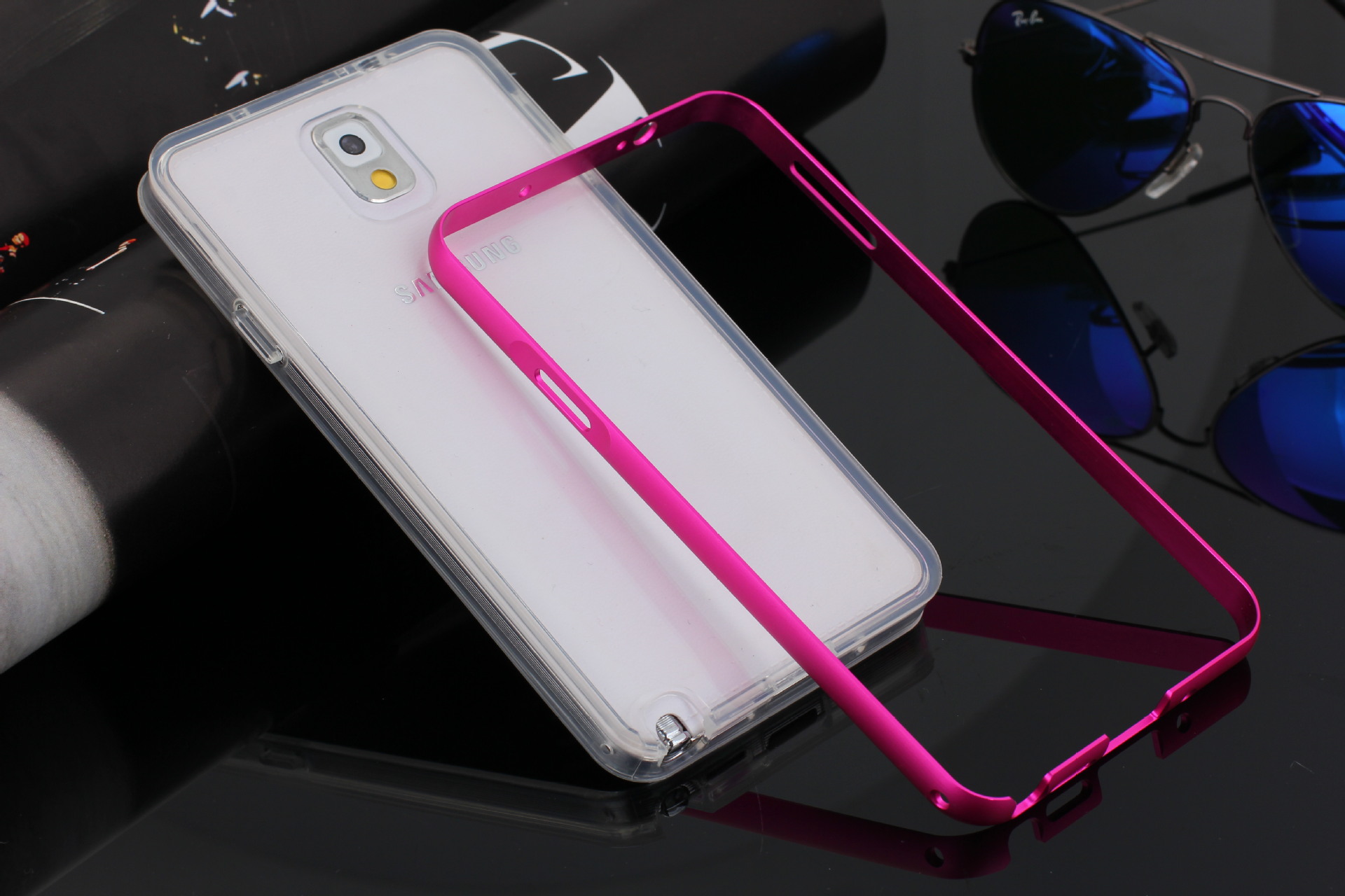 三星note3手机壳圆弧金属边框 tpu透明软胶套 n9005手机保护套