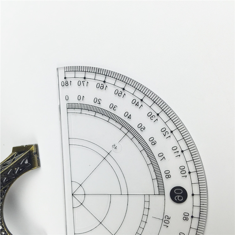 厂家批发 塑料 半圆量角器 9cm 3.5英寸 180度量角尺 透明磨砂款