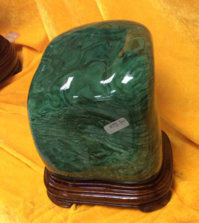 缘石记珠宝 南非孔雀绿碧玉观赏石摆件 酒店奇石工艺品980