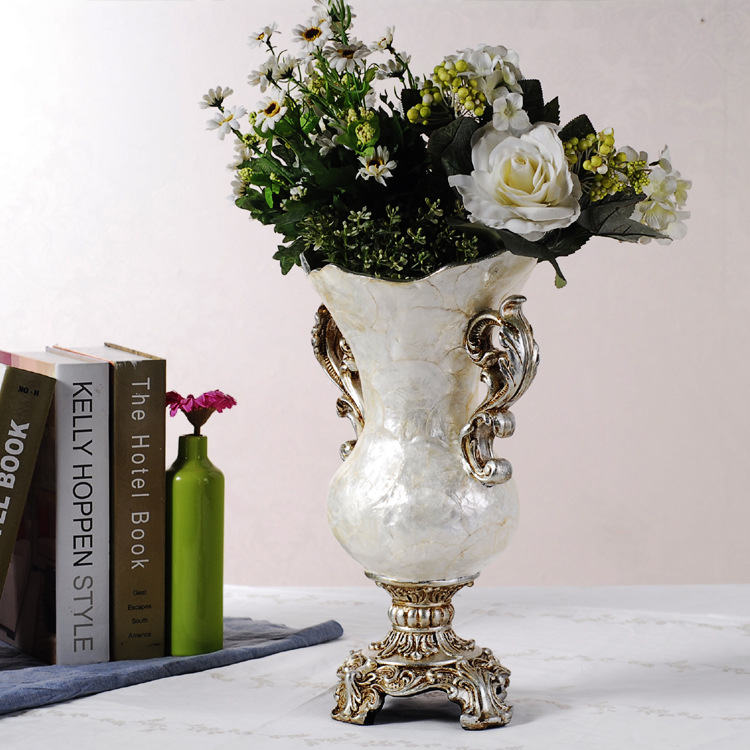 欧式树脂花瓶花插复古宫廷客厅装饰摆件结婚礼物陶瓷创意花艺