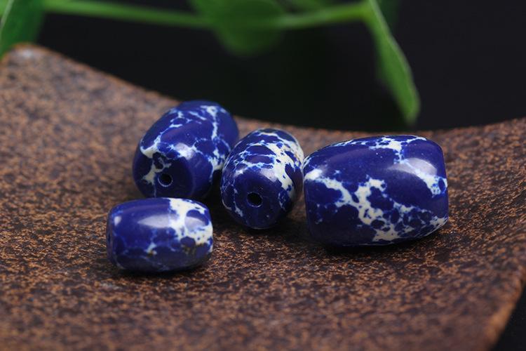 蓝色帝皇石桶珠隔珠散珠鼓珠 diy星月菩提配珠毛衣链手串