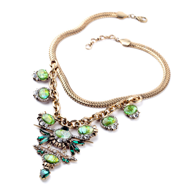 Occident alloy Drill set necklace ( brown ) NHQD1407
