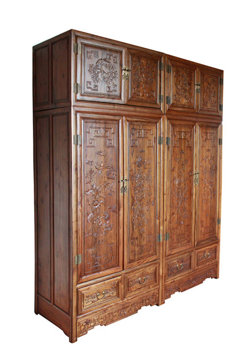 高档明清古典红木家具厂家直销 草花梨衣柜四门顶箱柜