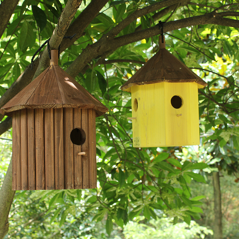 防腐木鸟窝鸟巢装饰鸟屋户外鸟窝繁殖箱木质麻雀鸟房子鸟屋繁殖箱