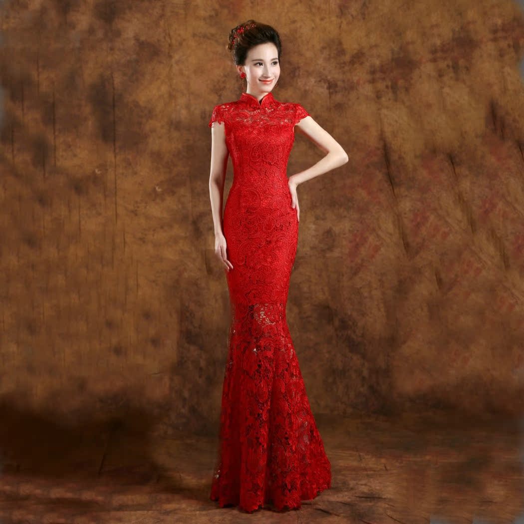 中式新娘结婚旗袍短春夏女新娘敬酒服红色新款改良短礼服批发