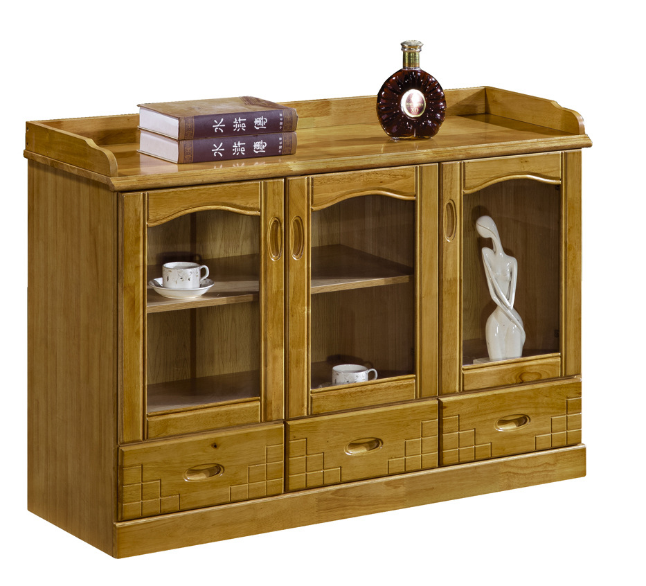 实木茶水柜两门三门餐边柜洒水柜橡木碗柜中式餐厅酒店家具
