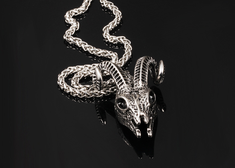 盘羊头骨吊坠 霸气个性男士钛钢项链 时尚外贸首饰批发 gx1001