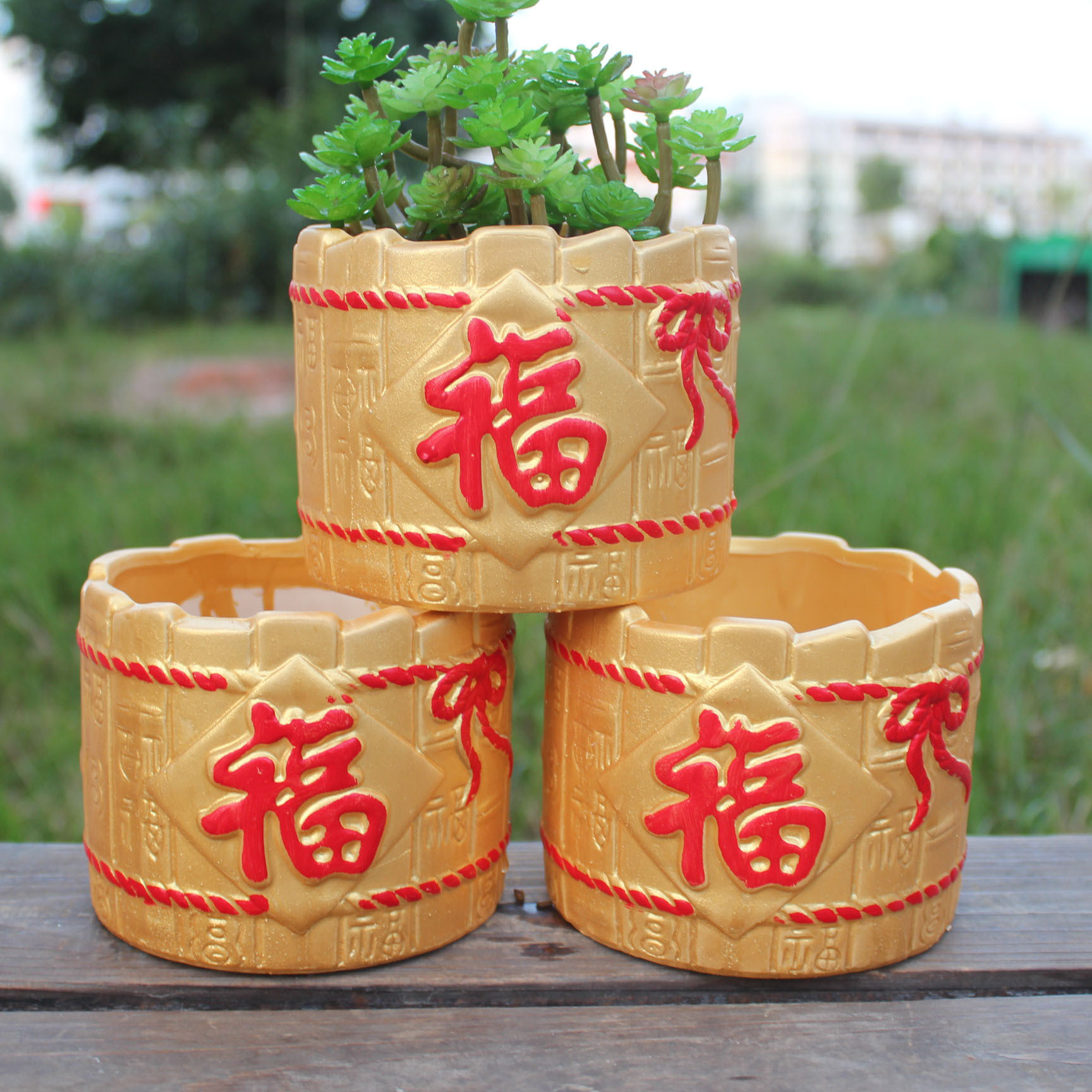 陶瓷花盆12522福到多肉花盆复古元宝花盆陶瓷工艺品厂家直销批发