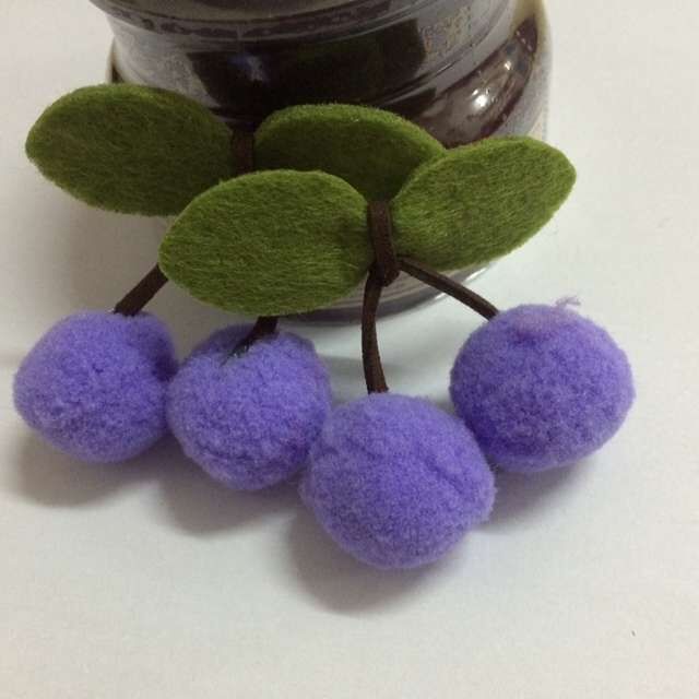 不织布毛绒球樱桃 发饰发夹配件 diy手工饰品材料批发