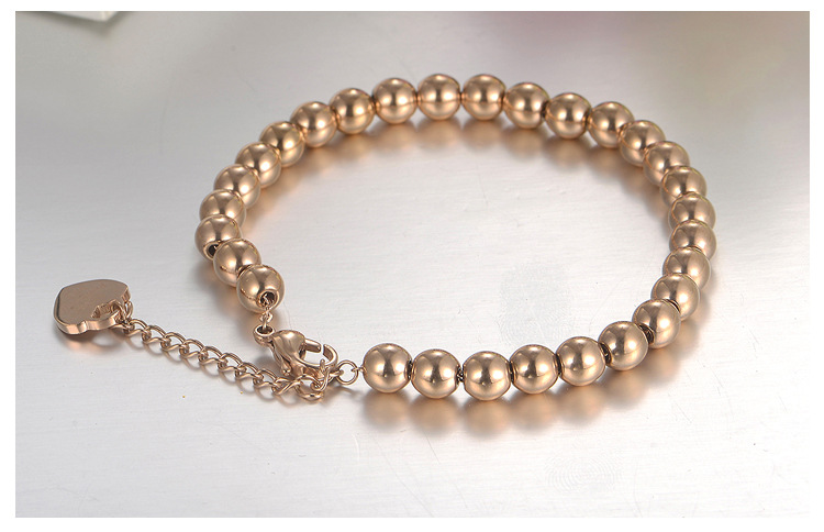 韩版饰品手链 钢珠圆珠手镯手饰品镀18k钛钢玫瑰金手环厂家批发