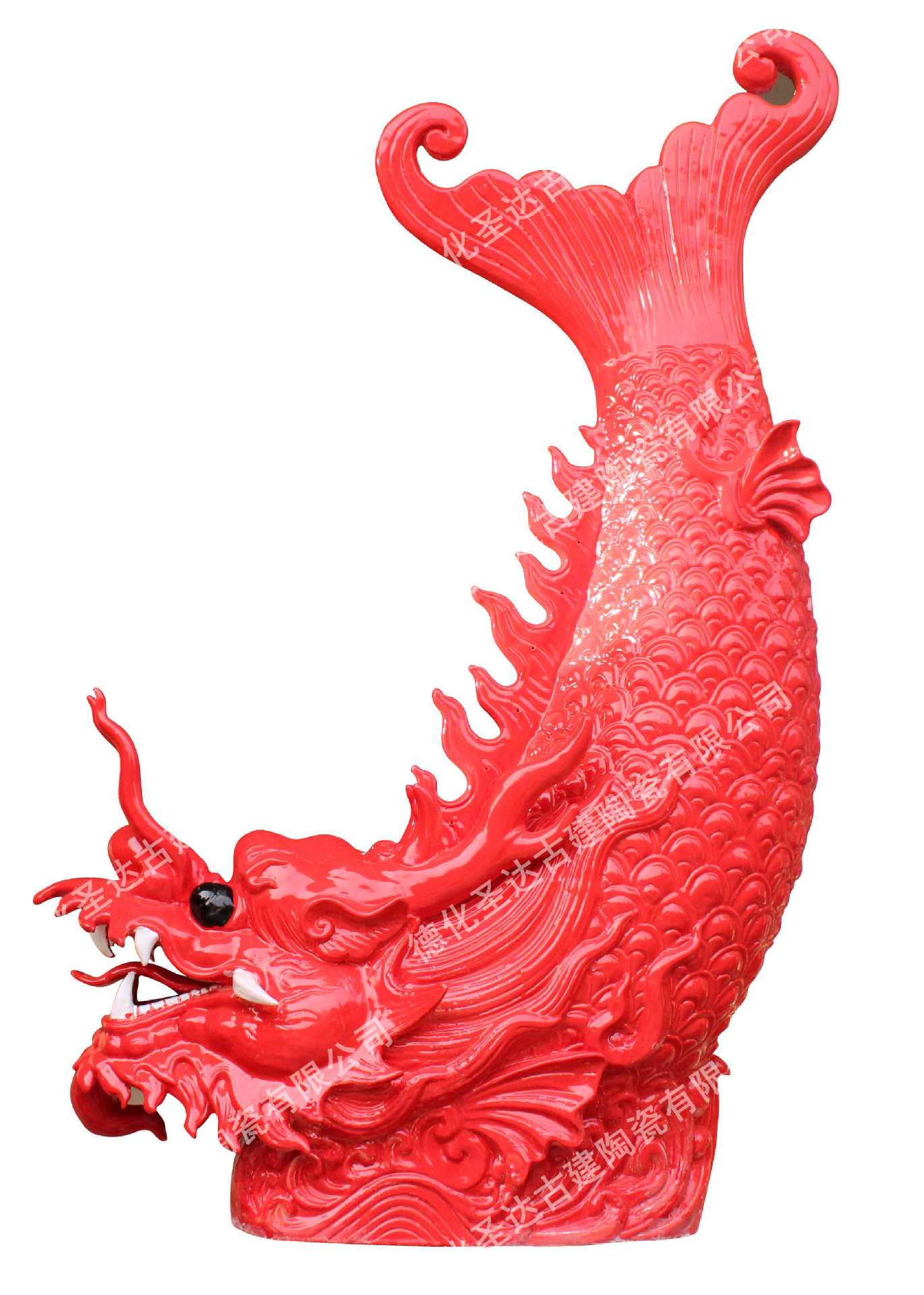 立体倒鳌鱼 圣达古建 琉璃瓦 高温陶瓷配件 公园 德化琉璃瓦厂