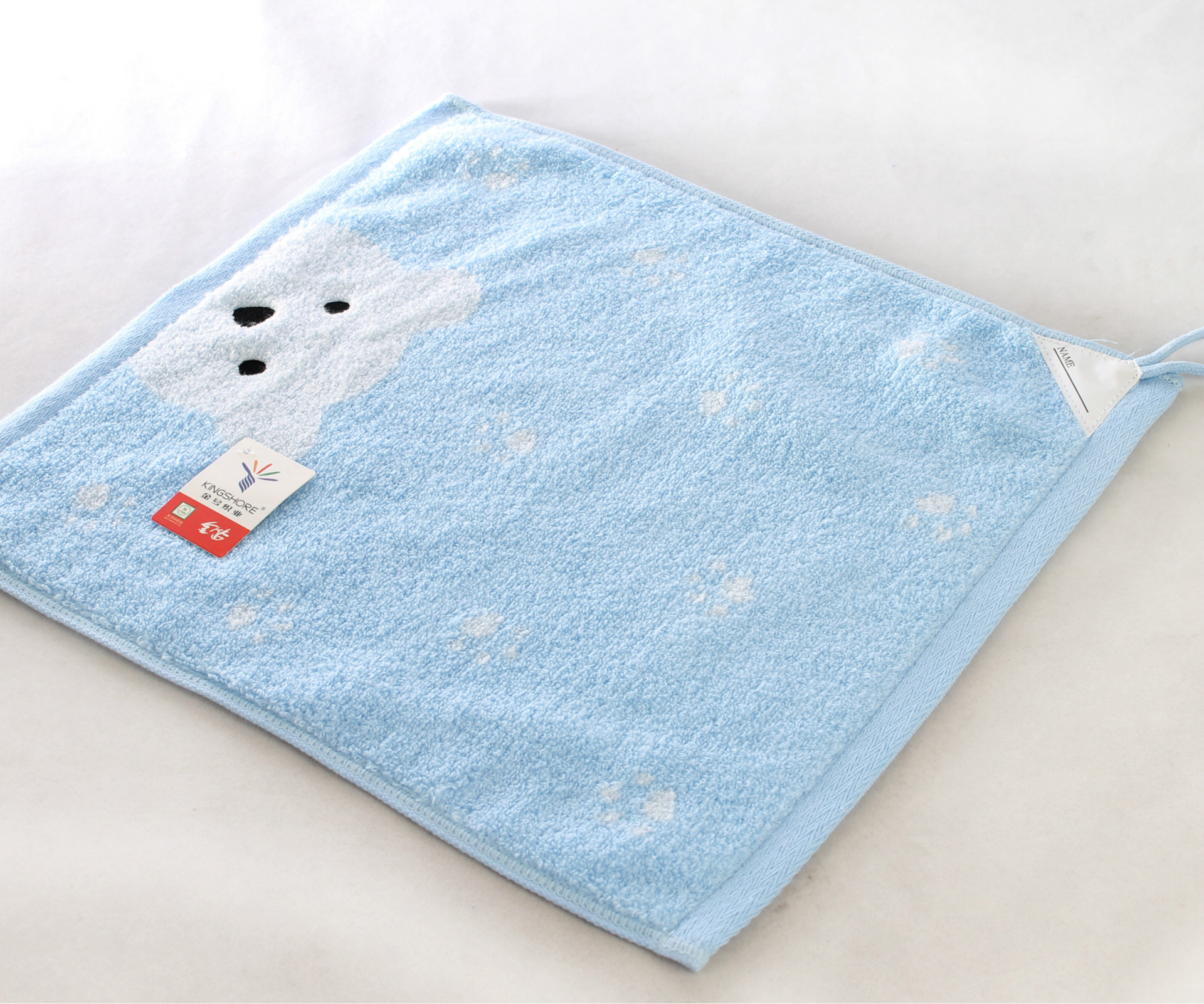 金号方巾纯棉无捻提缎绣花小毛巾可爱卡通熊面巾擦手巾