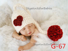 手工毛线编织儿童摄影帽 婴儿新生儿毛线帽  影楼拍照帽 红心