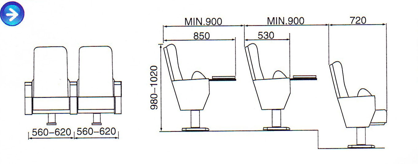 >供应优质礼堂椅/剧院椅 影院排椅/公共座椅 报告厅座椅  产品尺寸