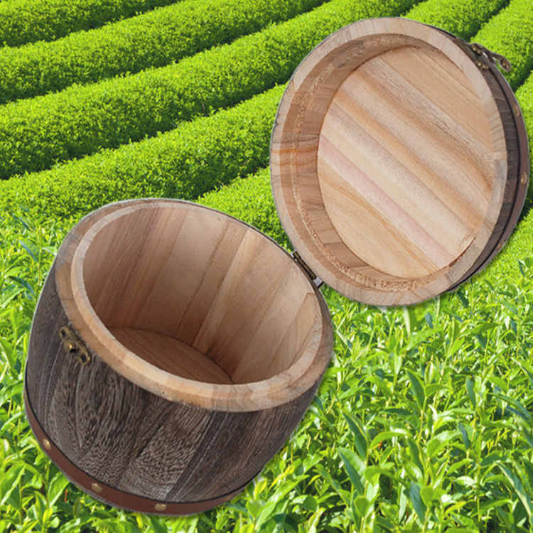 厂家直销木制茶叶桶 烧色仿古普洱茶叶木桶 木质茶叶桶 批.