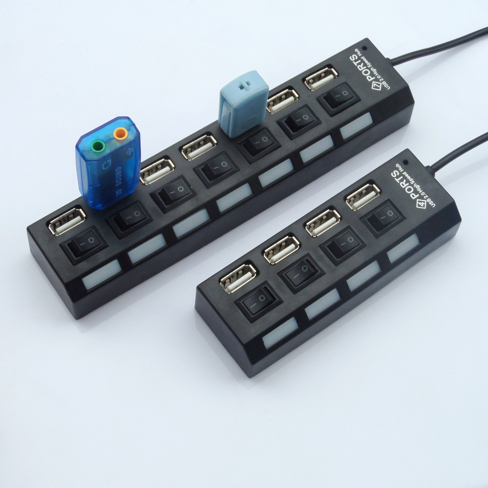 7口usb30hub带电源分线器一拖7口集线器带独立开关