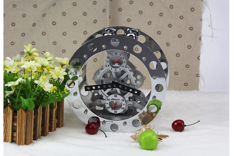 妙刻tl-103齿轮闹钟齿轮创意闹钟 床头钟齿轮座表齿轮钟