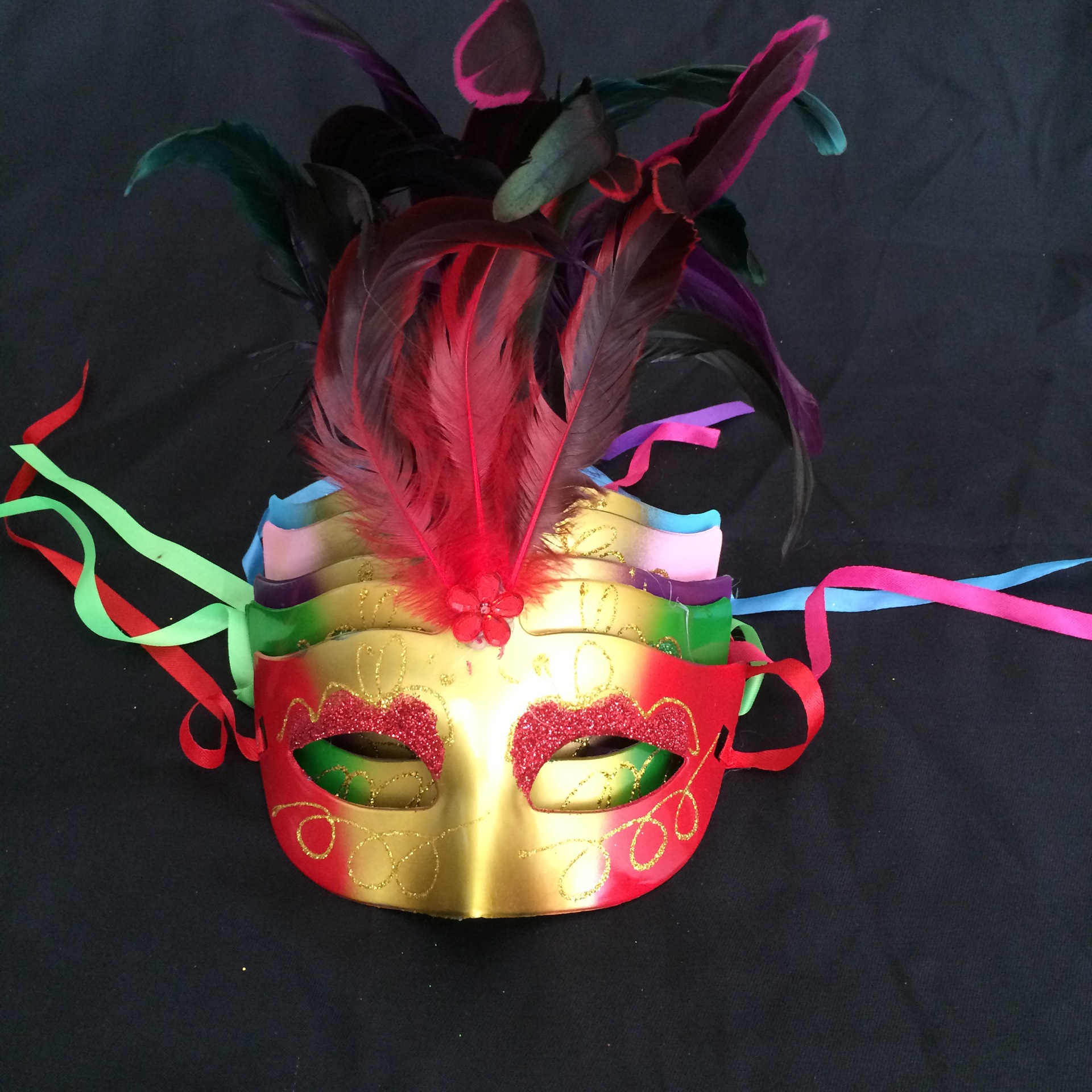 厂家直销 双色喷漆鸡尾小美女 舞会节日 表演羽毛面具_中意节日_义乌