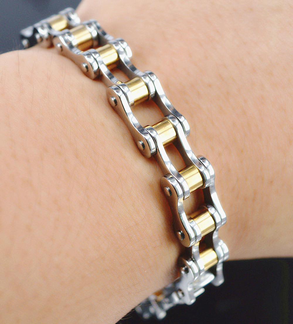 316l钛钢男士单车链手链 不锈钢饰品批发 21.5cm*10mm*43g