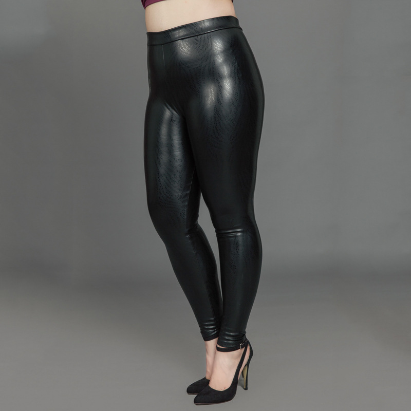 加肥大码磨毛皮裤乱纹时尚打底裤胖mm胖妞