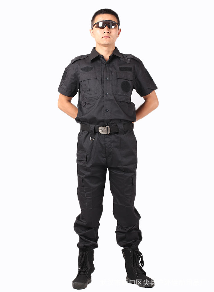 新款夏短袖特勤服 黑色特战服 带魔术贴99战训服短袖 1/146