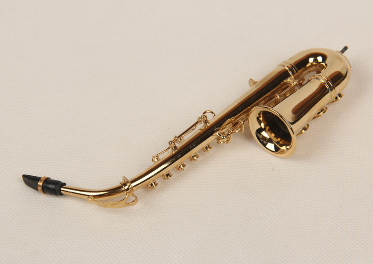 迷你乐器模型 中音萨克斯 铜质16cm 乐器摆件 男女生日礼物