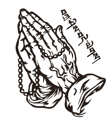 汽车贴纸反光车贴双手合十佛贴 宗教佛手车身贴 阿弥陀佛 藏文贴