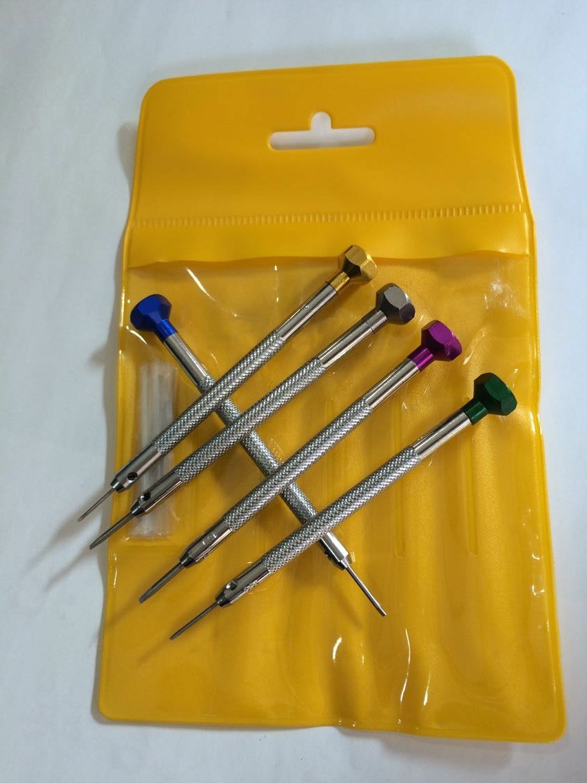 六角彩头白钢批嘴起子 5支螺丝批 钟表眼镜起子 钟表工具