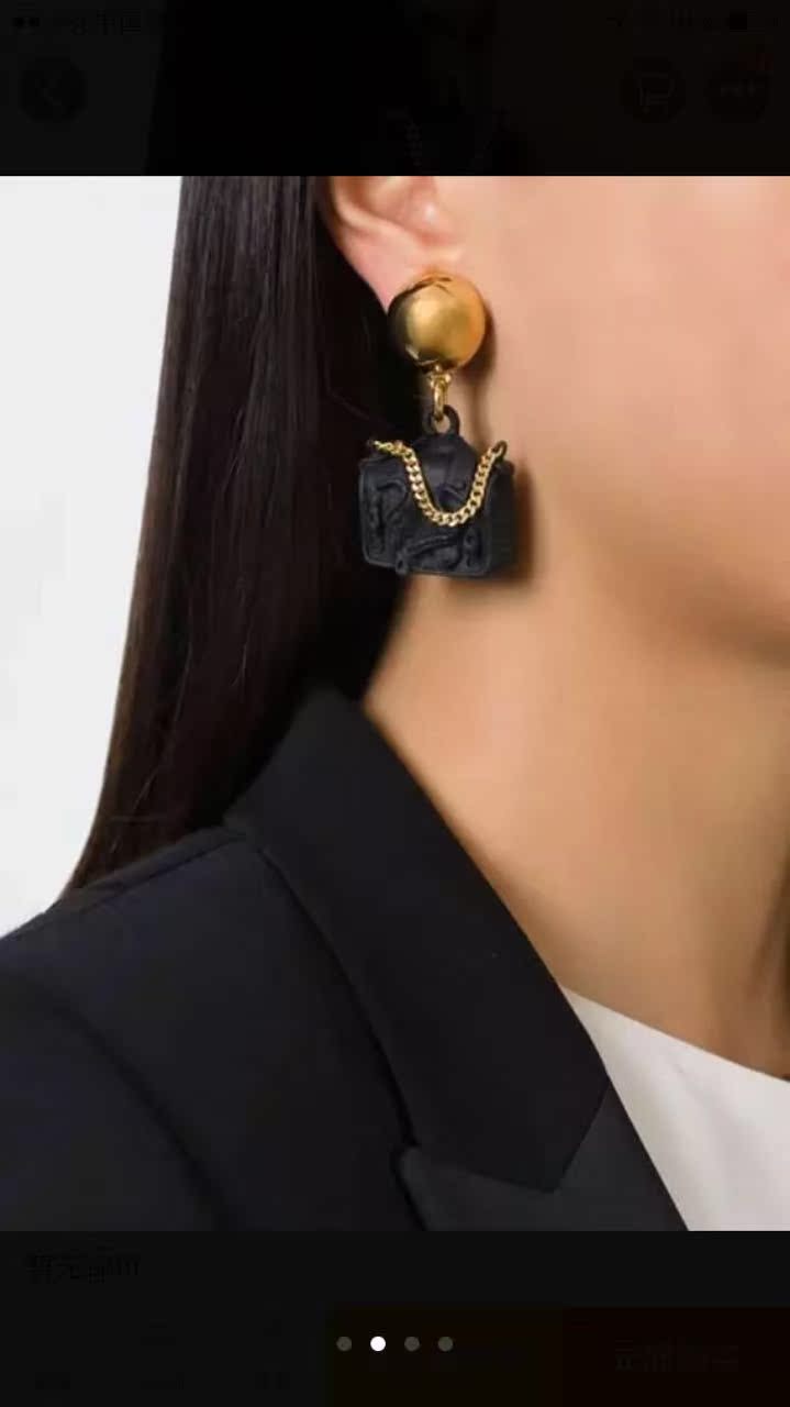 欧美潮款女士机车款金属衣服耳环 夜店黑色金属耳环