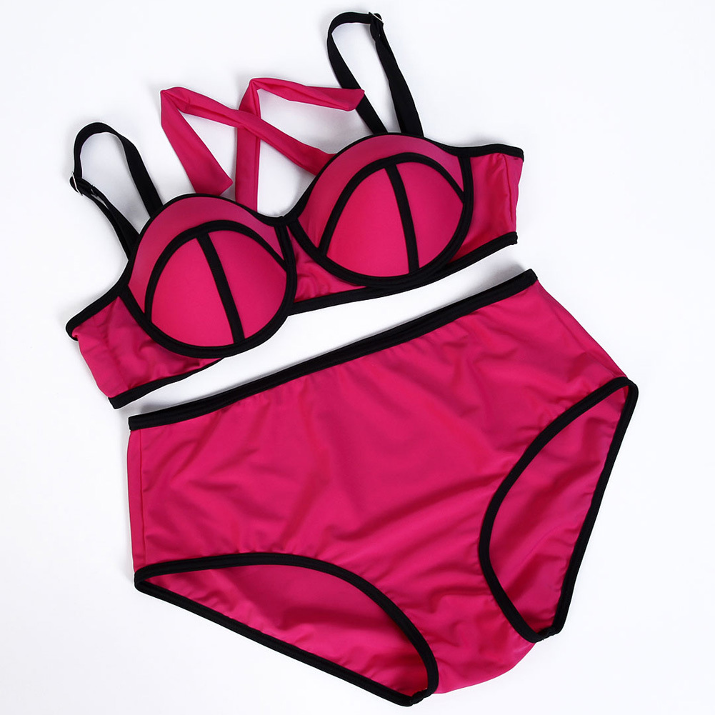 欧美新款外贸大码三角比基尼泳衣 钢托大胸