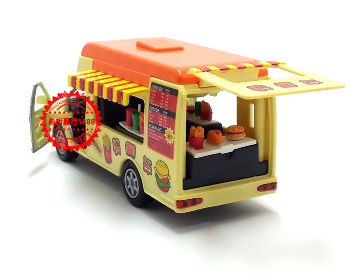 合金车模 儿特爱冰激凌车 流动快餐车模型 雪糕车玩具 声光回力车