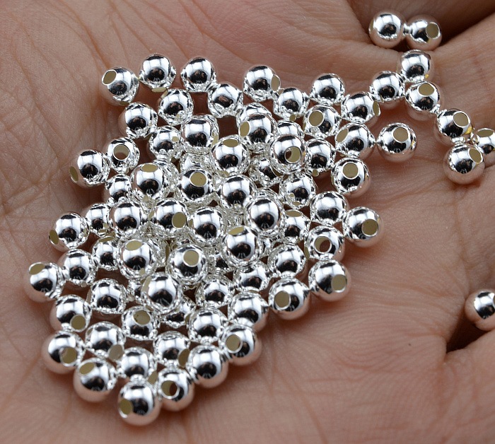 编织手链_光面银珠子纯银转运珠99纯银配件编织手链大