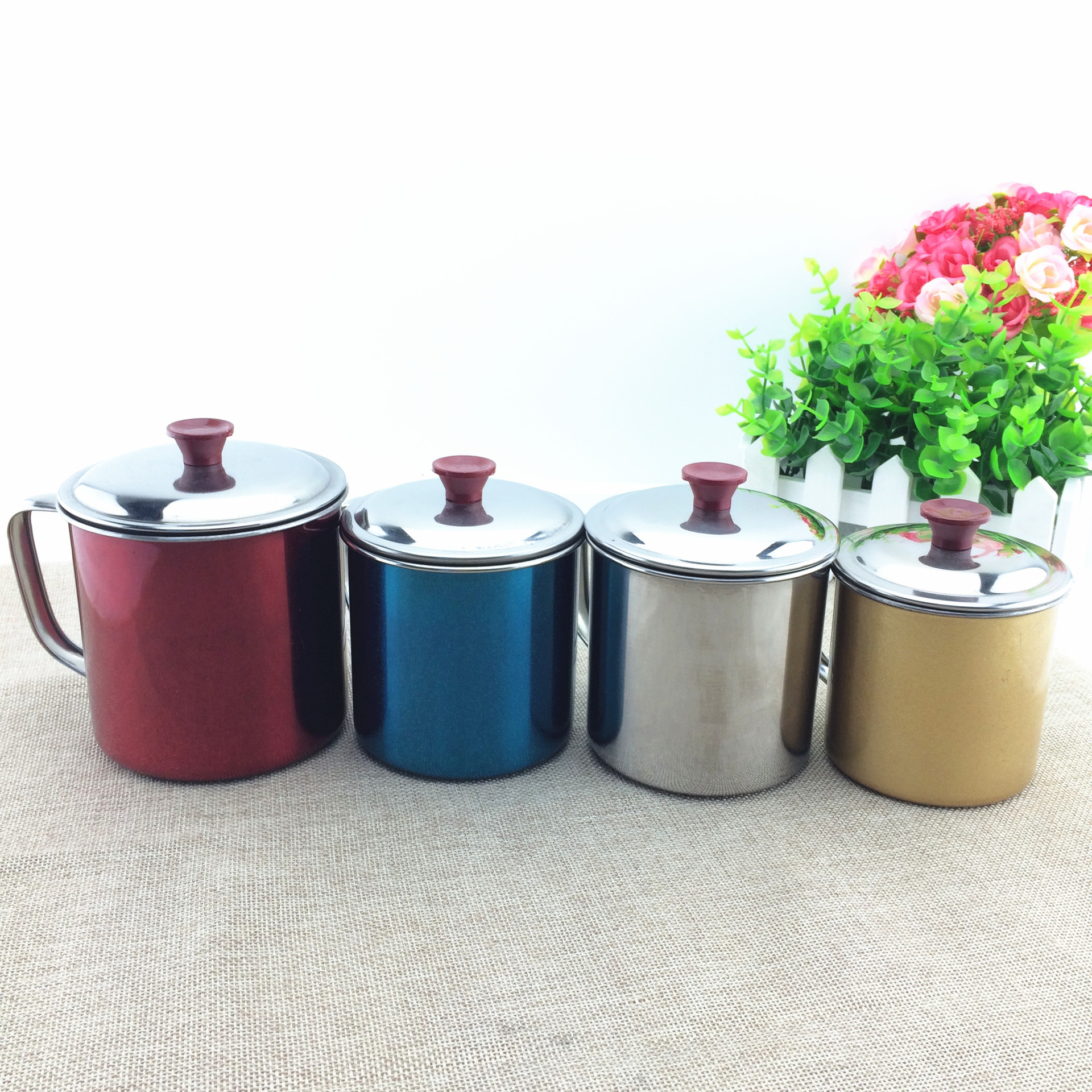 不锈钢口杯 食堂儿童水杯 不锈钢带磁口杯 摆地摊不锈钢杯