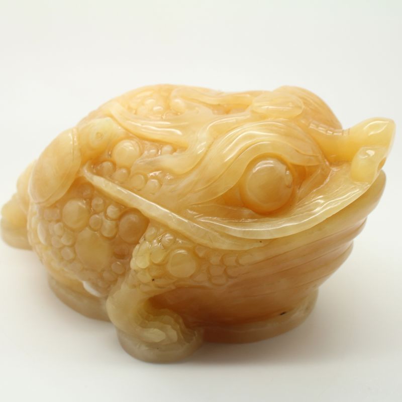 天然真品米黄玉a货玉石三脚金蟾摆件 招财金蟾家居客厅摆饰