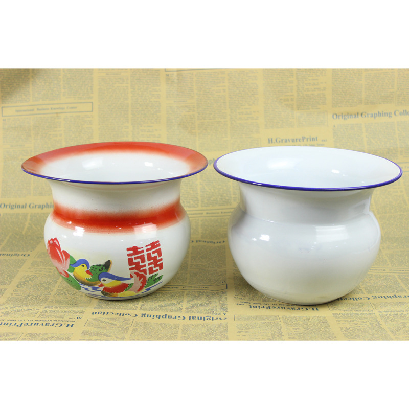 【厂家供应】 怀旧搪瓷痰盂 柿型老式搪瓷痰盂 座便器 儿童便盆