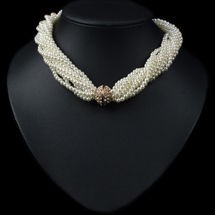 欧美大牌范 时尚潮流多层珍珠项链 韩版颈链 厂家直销