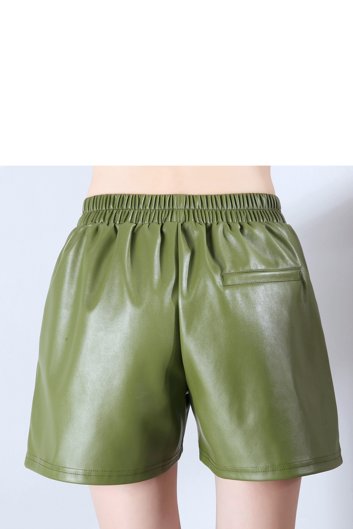 秋冬新款pu皮短裤女韩版褶皱松紧带中腰阔腿裤百搭休闲打底外穿