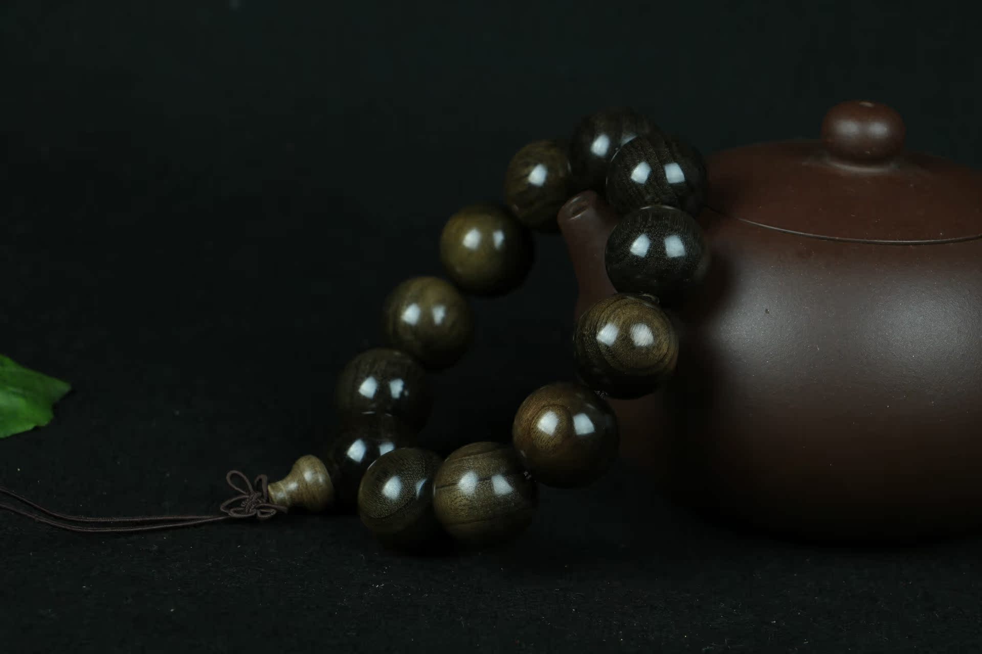 正宗四川乌木 阴沉木佛珠金丝楠手串12颗20mm手