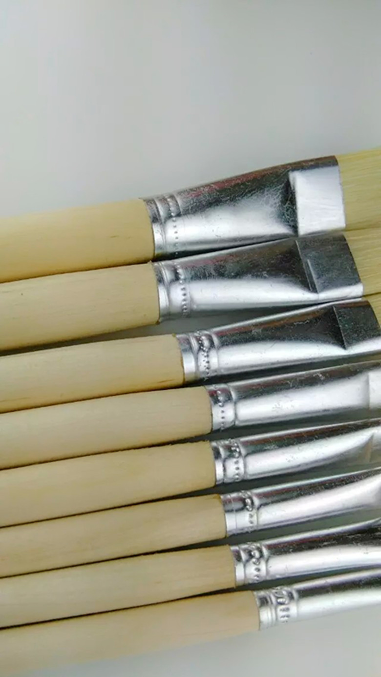 厂家批发 扁头长杆猪鬃油画笔 笔刷 美术画笔