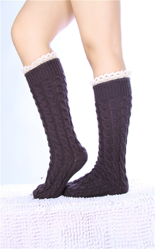 2015新款麻花花边时尚腈纶加厚袜子
