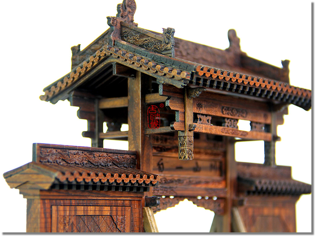 古时候垂花门模型古建筑摆件父亲节创意生日礼物男生出国手工礼品