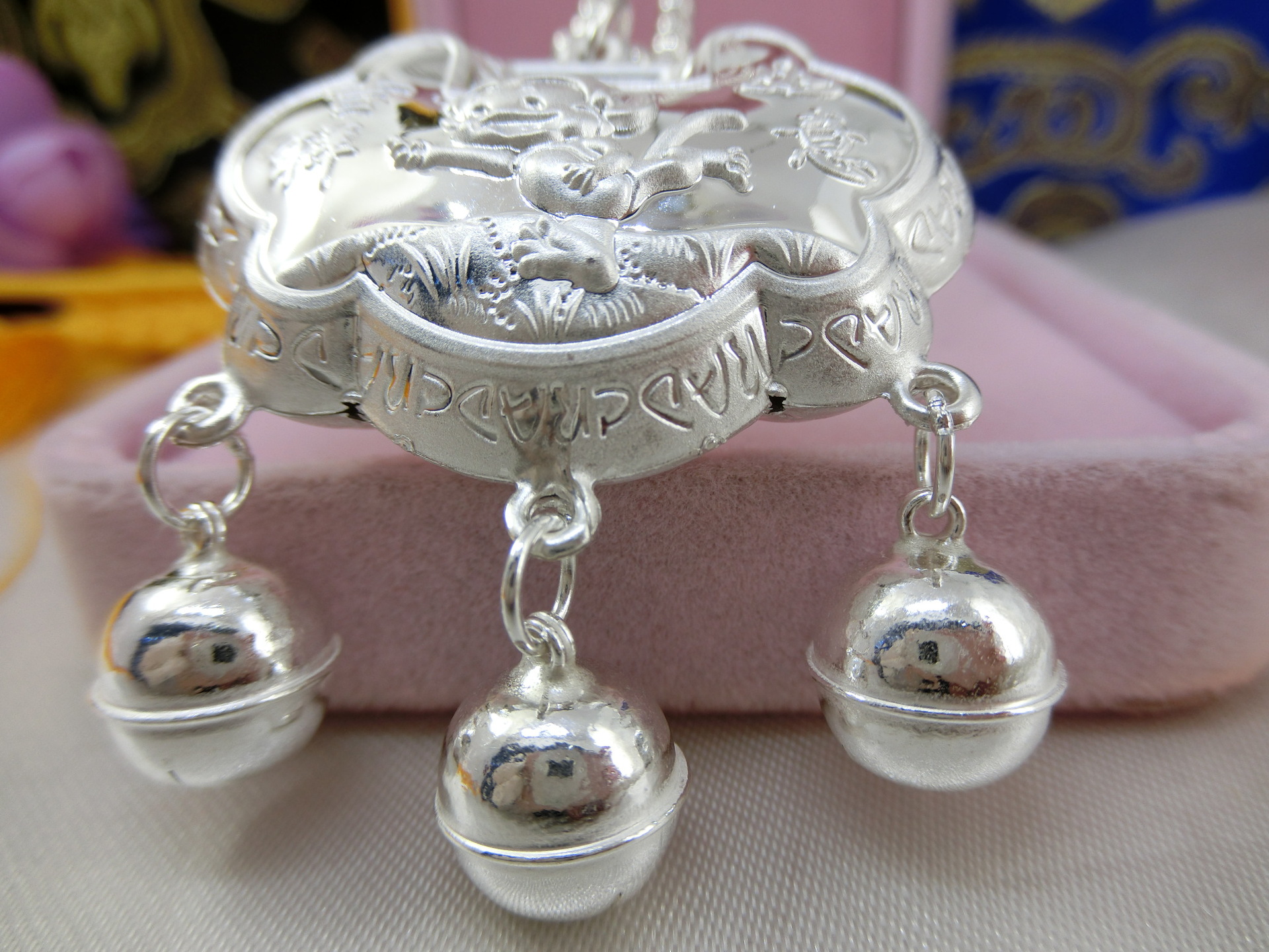 首饰  珠宝 佳惠佳银饰 s990纯银吉祥如意活泼猴铃铛锁包正品 婴儿